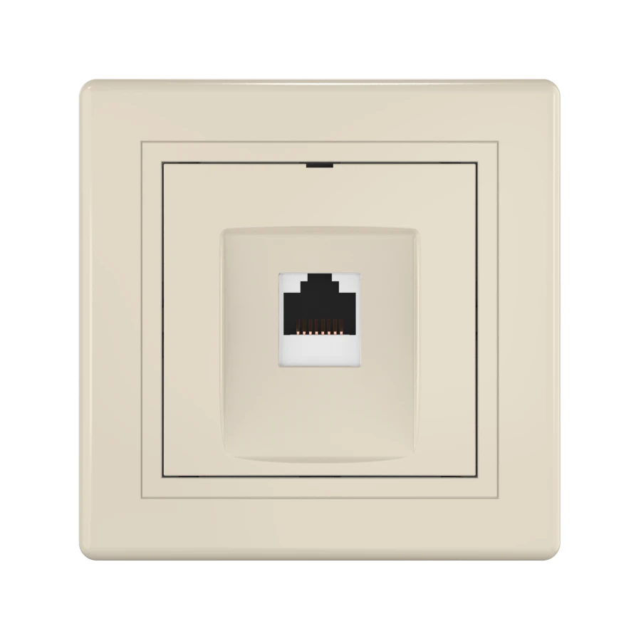 CADUCEUS ALING PRESTIGE Hidden Installation Computer Socket with Keystone RJ45 Module Cat.6A UTP, Beige, Art. 616.999