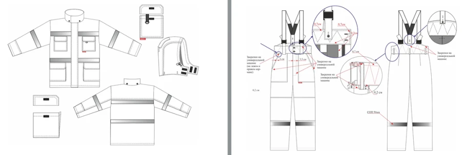 Winter Protective Clothing Suit «SIRIUS-PARITY-RUSS»: Long Jacket and Pants