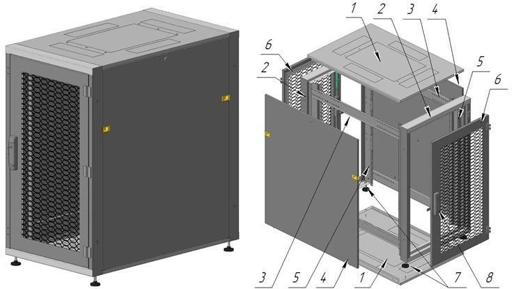 24U Floor-Mounted Telecommunications Cabinet 600x1215x800mm - SHТ-P-24U-600