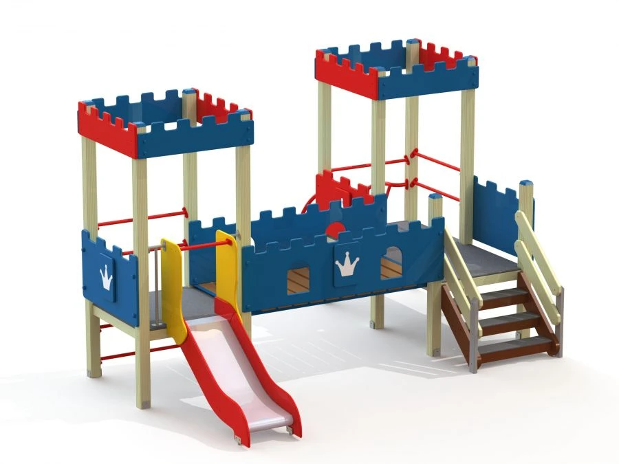 Children's Play Complex with Two Towers and Slide, H=700mm