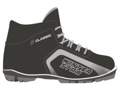 Winter Star Classic Ski Boots Black (Gray Logo) Size S