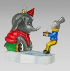 Handmade Glass Christmas Ornament "Elephant Birthday