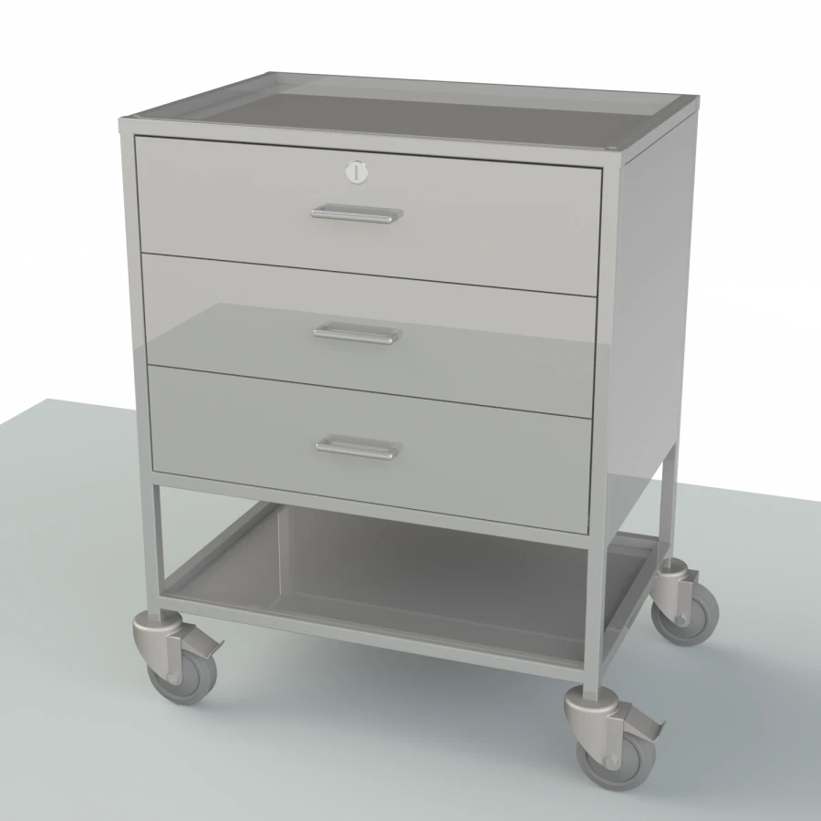 Stainless Steel Procedure Table with Drawers and Handle for Transport, Model SPP-3
