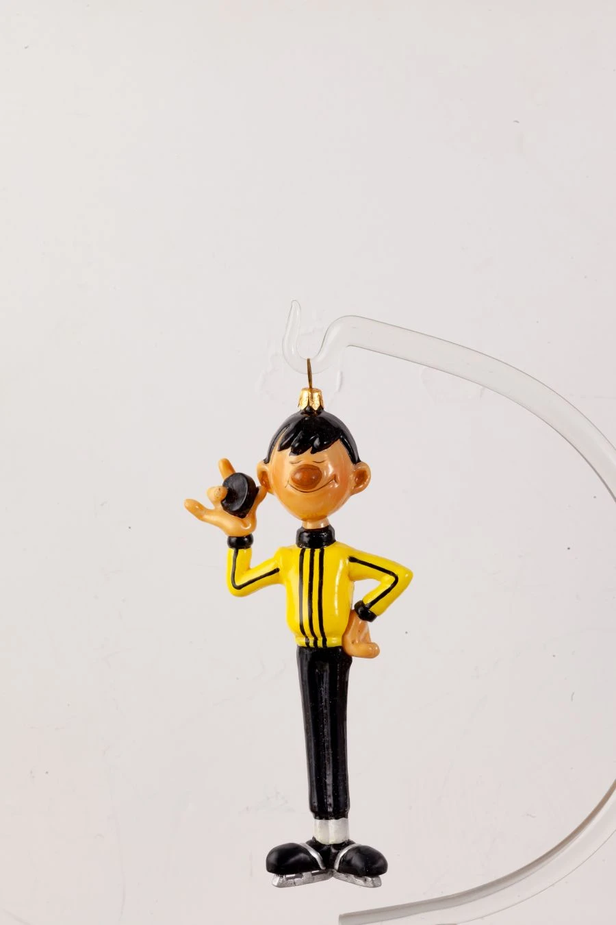 Handcrafted Glass Christmas Ornament "Referee with Puck