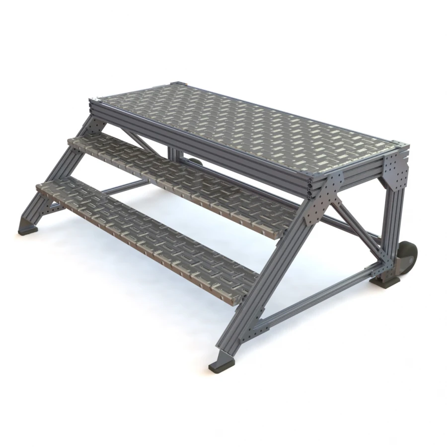 Aluminum Rolling Mounting Stand with 3 Steps PM-400-150