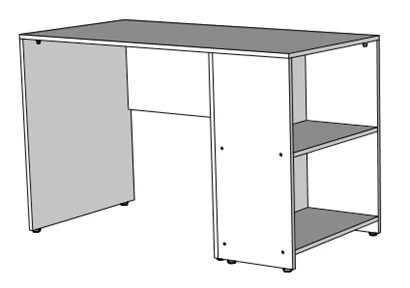 Desk with Bookshelf, 16mm Laminated Chipboard