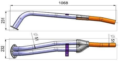 أنبوب العادم لسيارة غاز-3302 مع محرك زMZ-406 - 3302-1203010