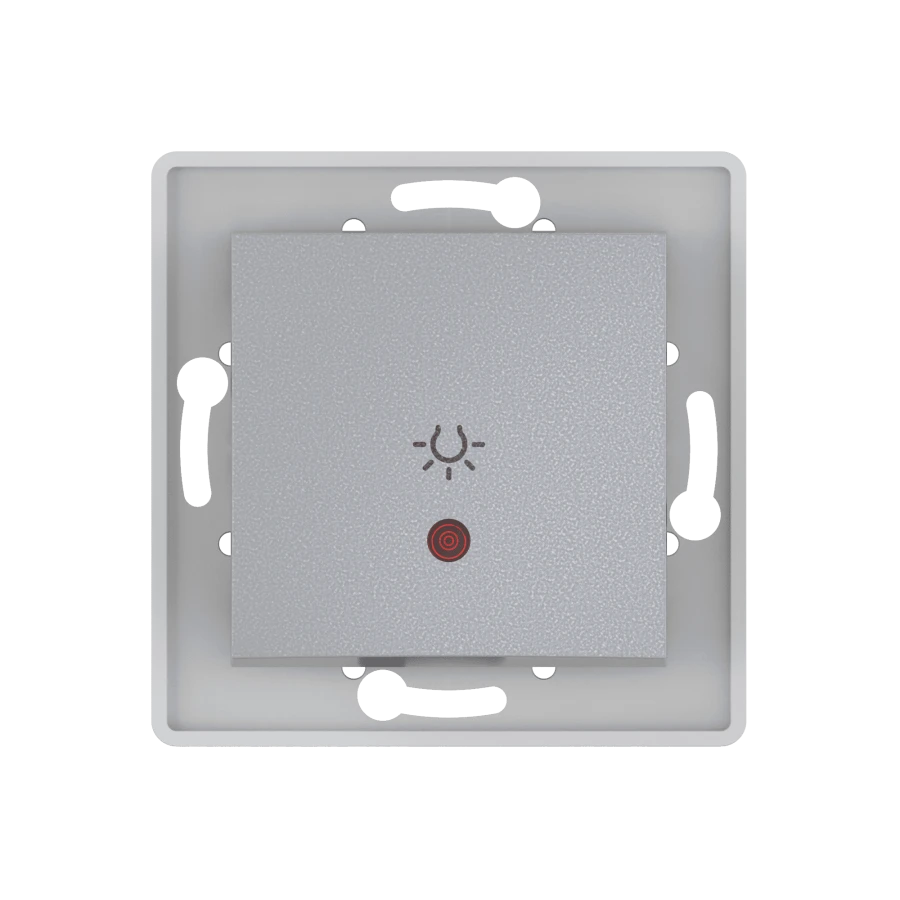 CADUCEUS ALING PRESTIGE Hidden Installation Light Button Switch with Indicator 10A, 250V, Silver, Art. 6009I.S