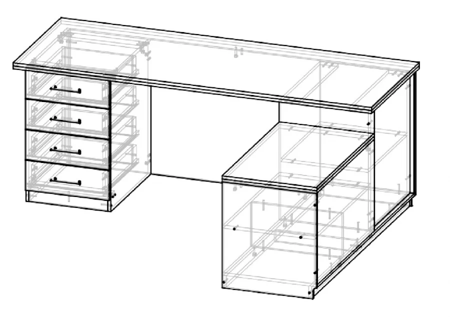 Single Pedestal Desk with Attached Cabinet C 3 OТт