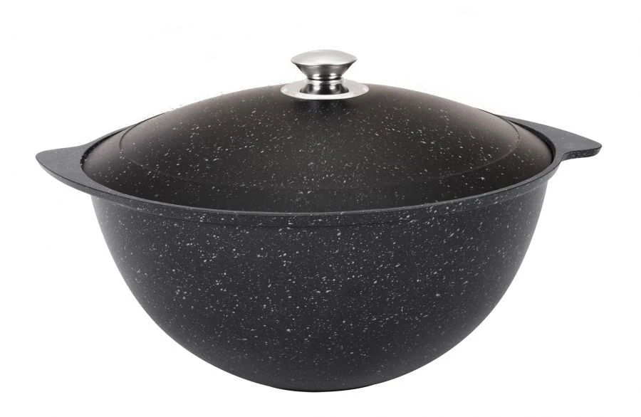 9L Aluminum Plov Pot with Non-Stick Coating by Kukmara, Marble Line