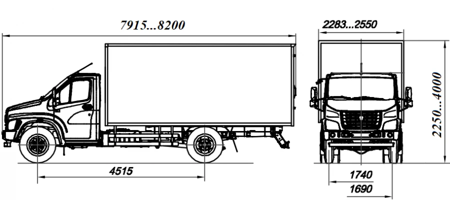 مركبة الشحن 2250PB على قاعدة شاسيه GAZ C41R36 وC42R36
