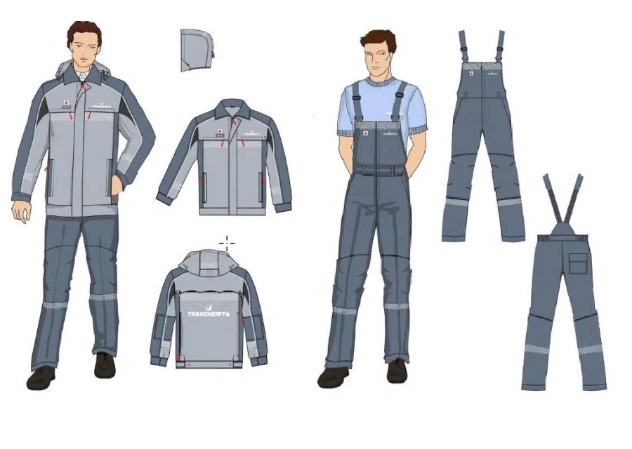 Men's Protective Workwear Set (Jacket and Overalls) for Transneft Workers
