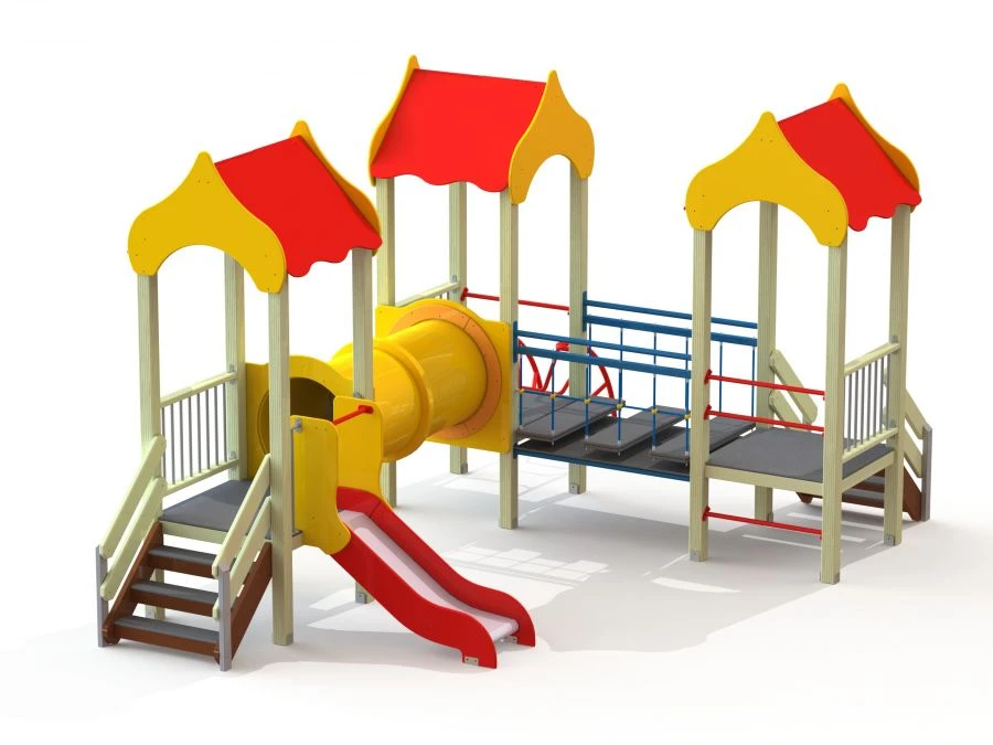 Children's Play Complex with Three Towers, Height 700mm - DIC 3.08