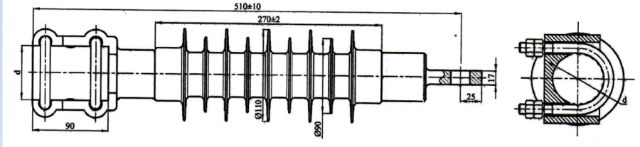 Ribbed Shell Insulator for Electrified Railways KSPKr 120-3/0.6I-70
