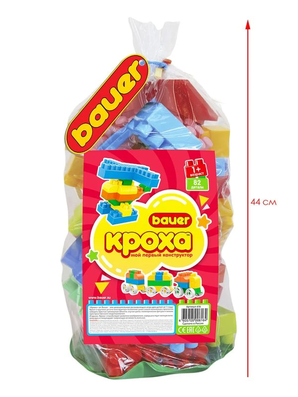 Bauer Developmental Building Blocks Set "Kroha 1+" 82 Pieces