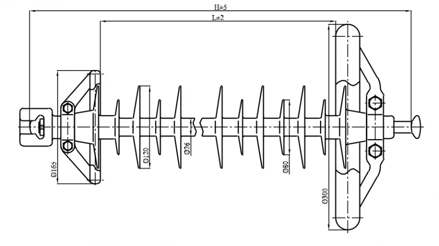 Silicone Composite Insulator for High Voltage Lines LK 160/330-I-4 GP