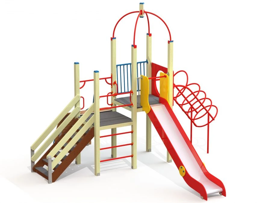 Children's Play Complex with Two Towers and Slide, Model DIC 1.226