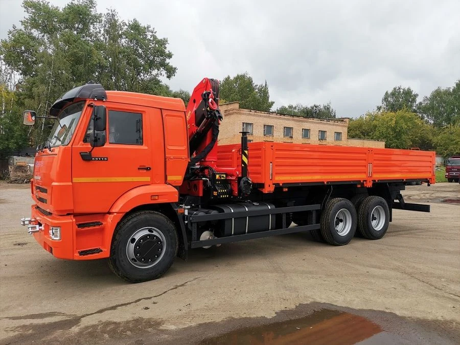 Truck with Crane Manipulator Model 675515-12 (INMAN IT150) on KAMAZ 5350-D5 Chassis