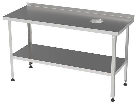 Waste Collection Work Table with Right Hole, Solid Shelf SPSO-P-1-0.6-1.0-P