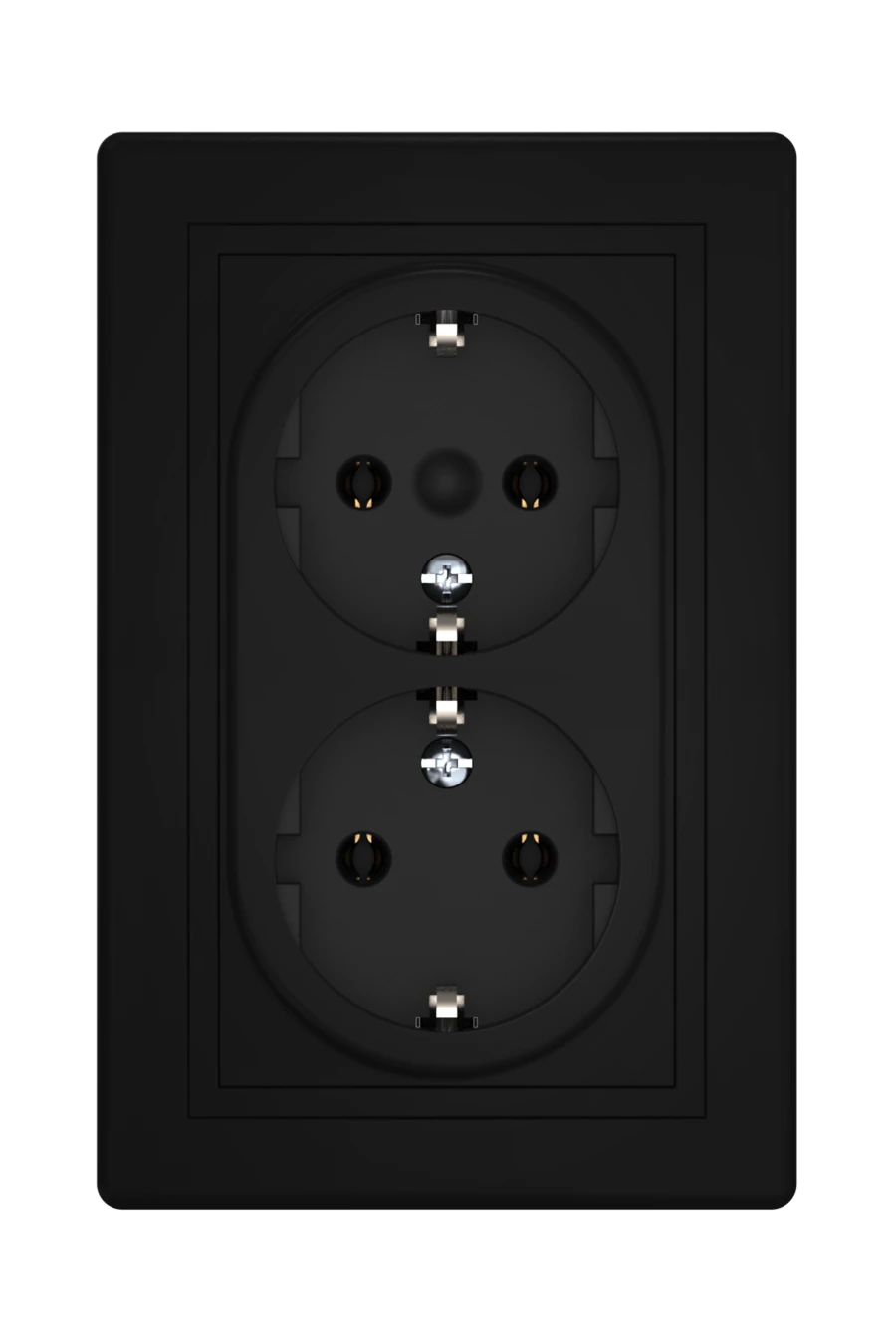 CADUCEUS ALING PRESTIGE Double Socket with Grounding, 16A, 250V, Black