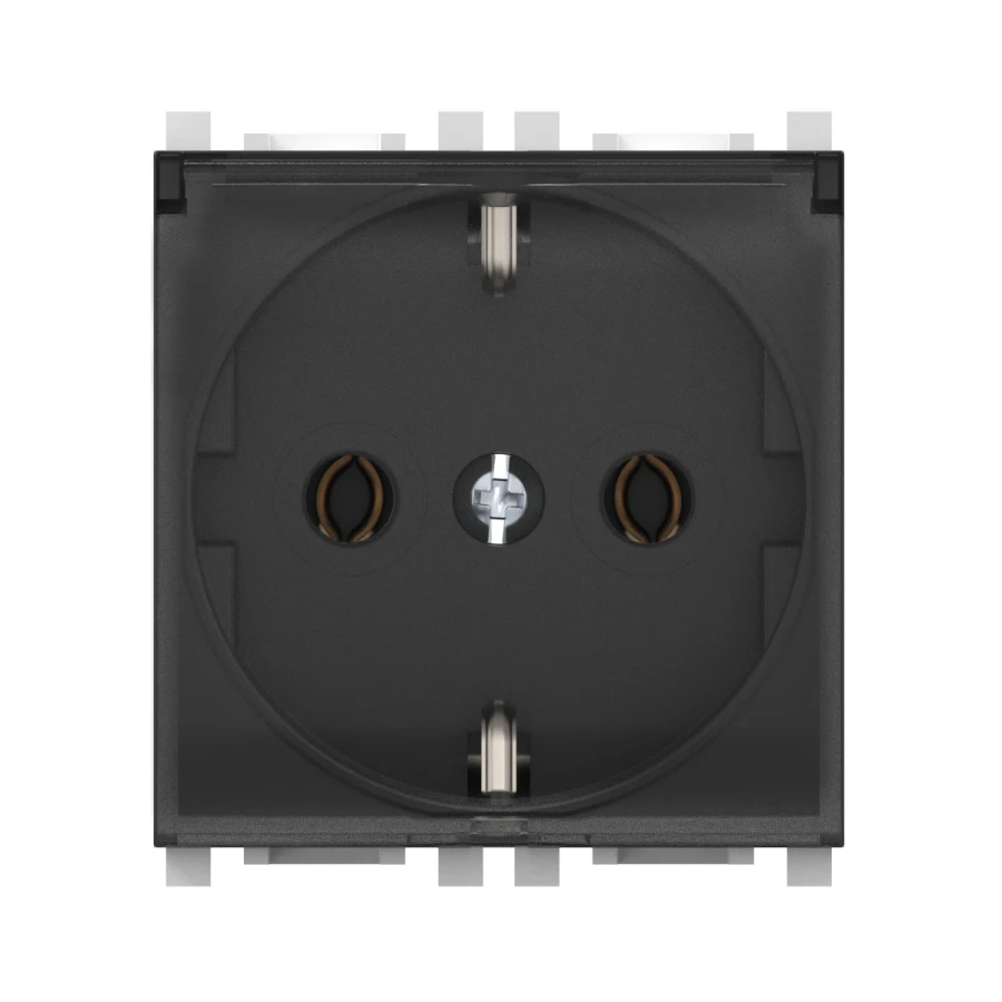 CADUCEUS ALING Experience Hidden Socket with Grounding, 16A, 250V, Black (Soft Touch), Art. 74103.E1