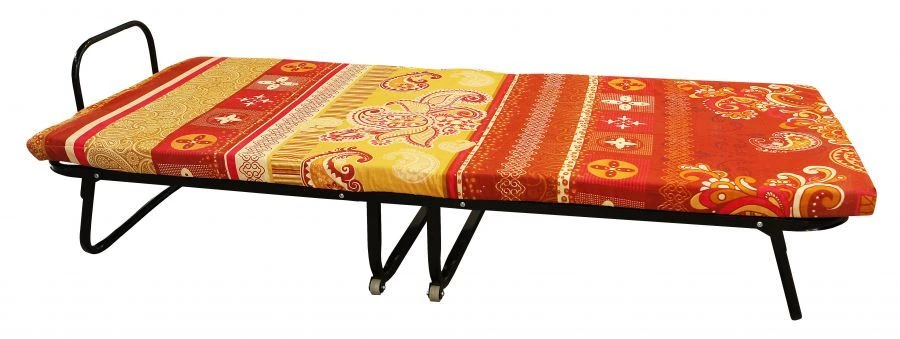 Foldable Metal Bed with Mattress and Pillow Support, "Liana