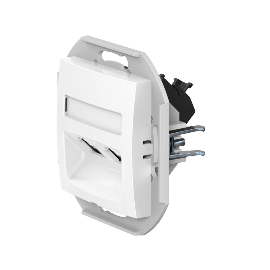 Double Computer Socket with Keystone RJ45 8P8C Cat.6 UTP - CADUCEUS ALING PRESTIGE 6015