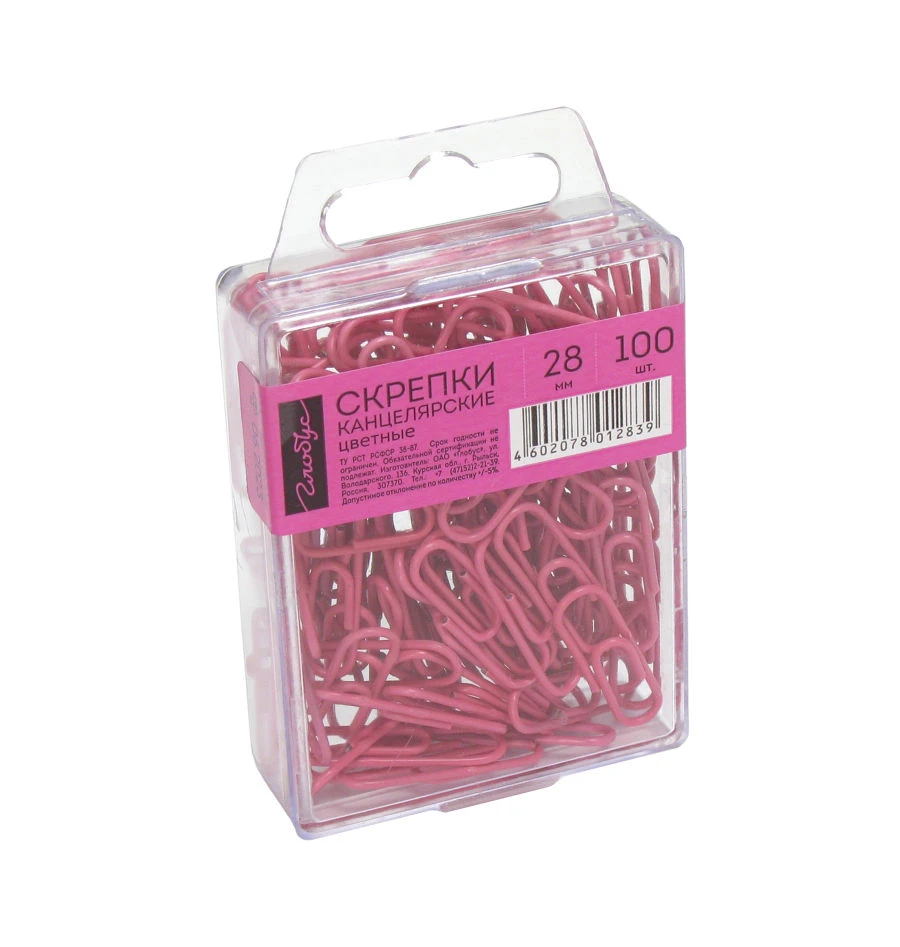 Smooth Pink Paper Clips 28mm, Pack of 100