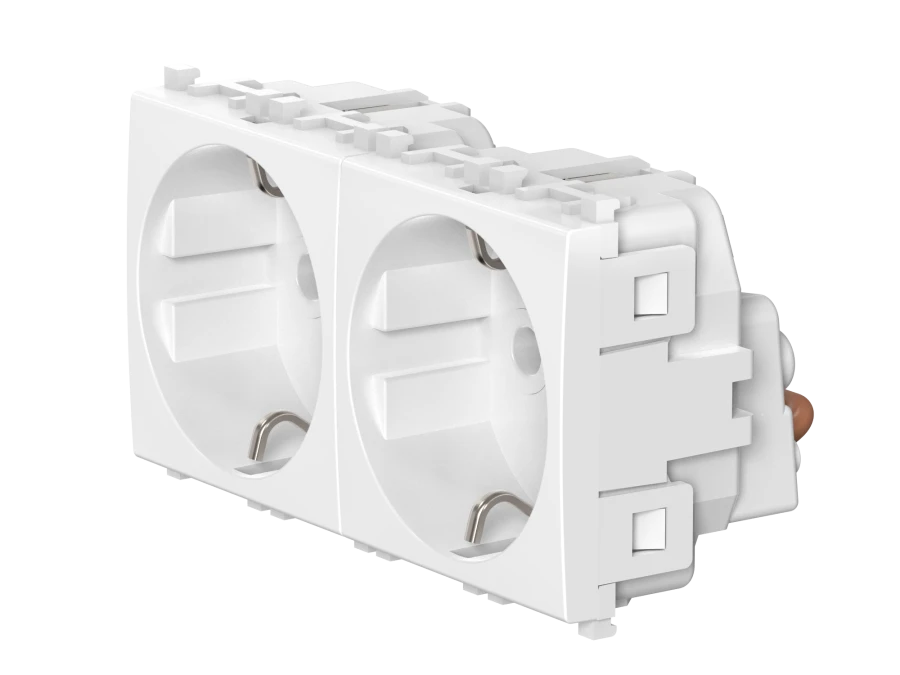 Double Socket Outlet with Grounding, 2x16A, 250V~ - CADUCEUS ALING Experience Model 74162.0