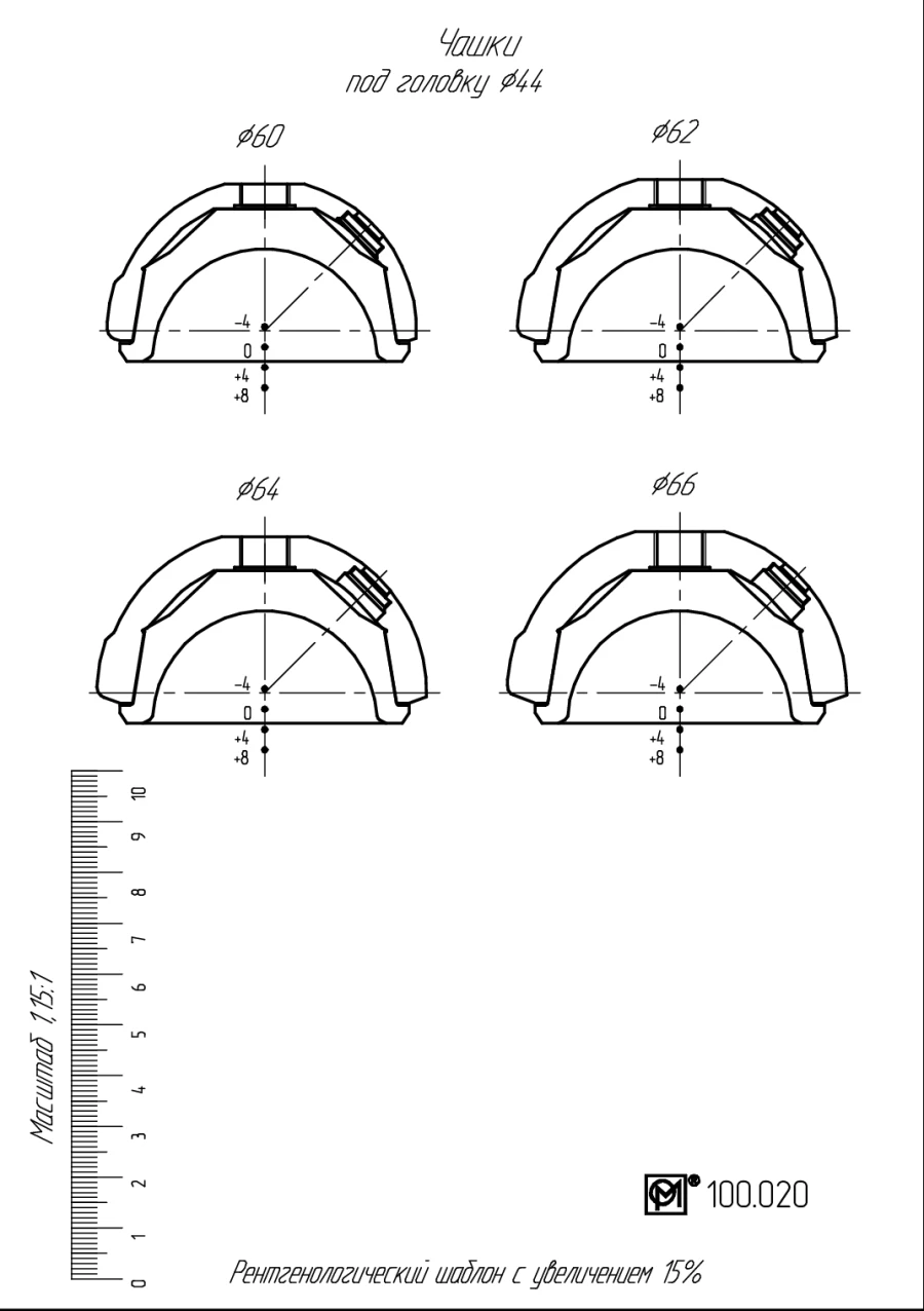 قالب تركيب مفصل الورك الاصطناعي الكلي، رقم 100.020