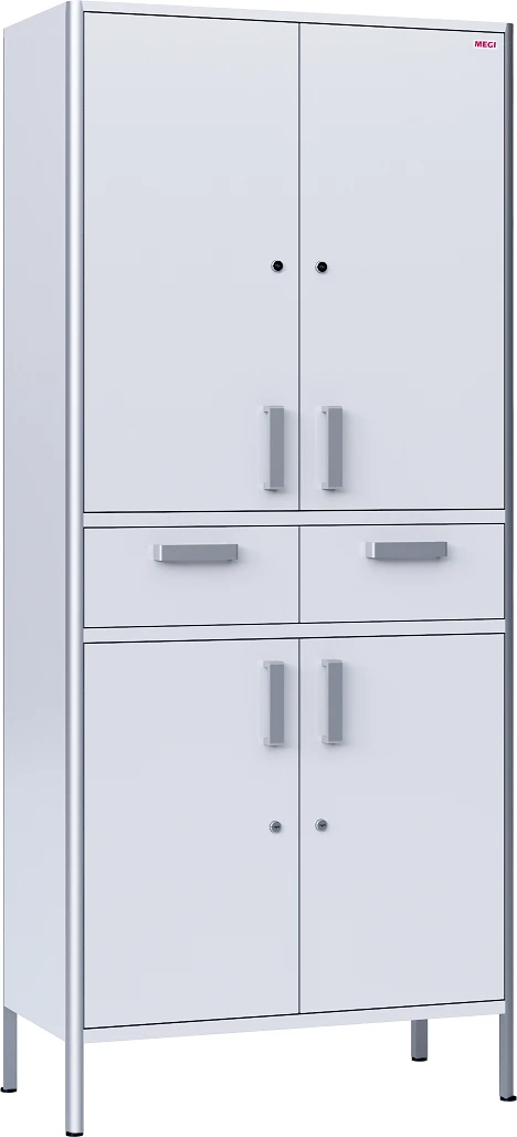 Medical Storage Cabinet, Two-Section, Aluminum Profile and Laminated Board
