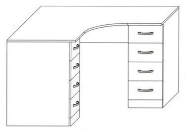 Corner Writing Desk with Drawers for Office Use