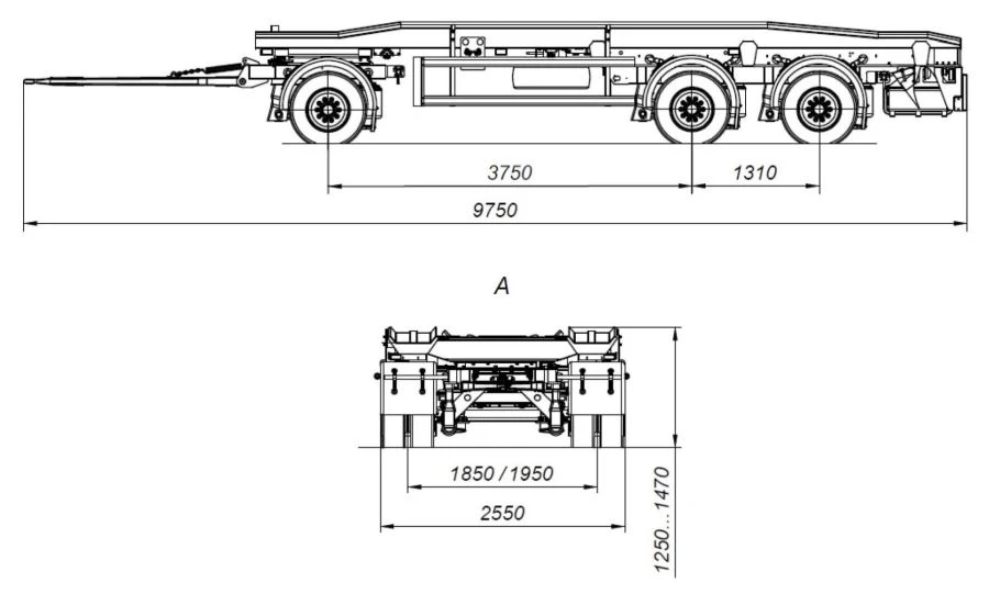 Three-Axle Container Trailer for 12 Ton Load Capacity AM8460-11A