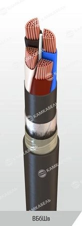 Power Cable with Copper Conductors and Cross-linked Polyethylene Insulation, 0.66/1 kV, VBbShv Model