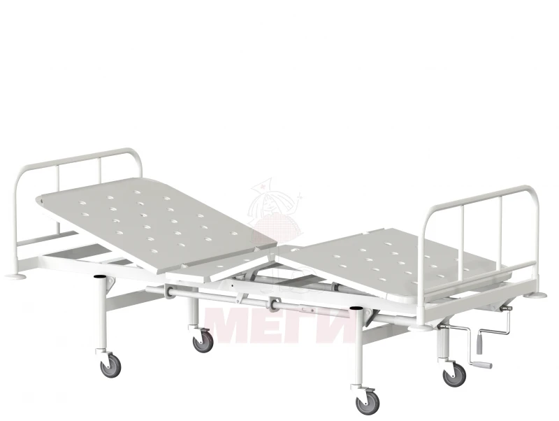 Functional Hospital Bed on Wheels with Metal Backrest, Model MSK-1103