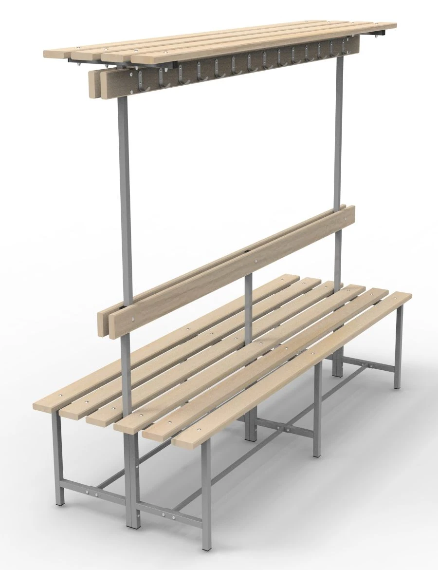 Two-Sided Bench SVT-9/2 with Hooks and Shelf