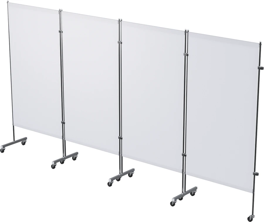 Medical Partition Screen on Wheels, Stainless Steel, Four-Section (MSK-45301M)