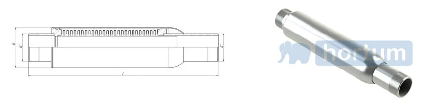ك compensator KSO-P/2-N موديل 2 لنظم التدفئة وإمدادات المياه (خيوط خارجية من الفولاذ المقاوم للصدأ)؛ DN 15-50