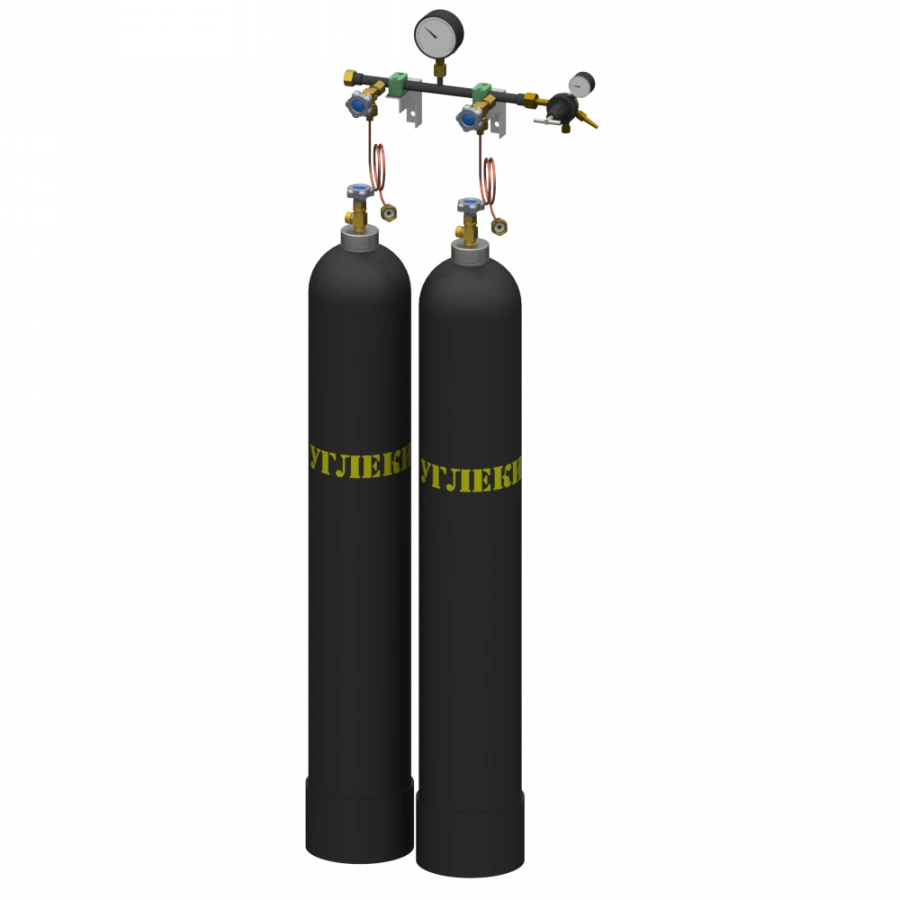 High-Pressure Carbon Dioxide Discharge Ramp for Two Cylinders RRU-2