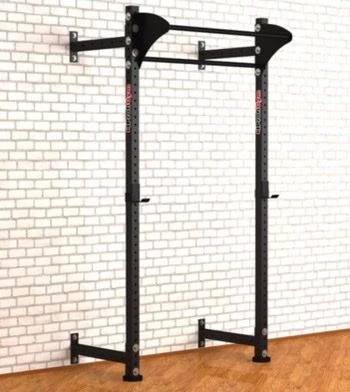 Wall-Mounted Modular Power Rack with Barbell and Bench