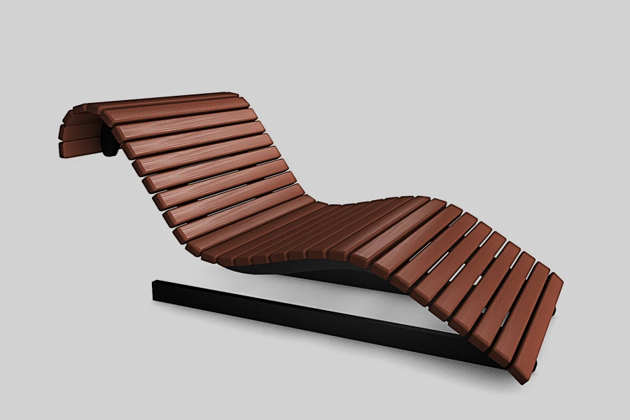 Wide Curved Lounge Chair with Metal Frame