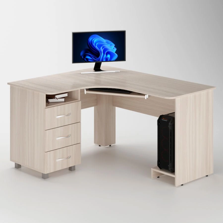 Corner Office Desk with Cabinet and CPU Stand