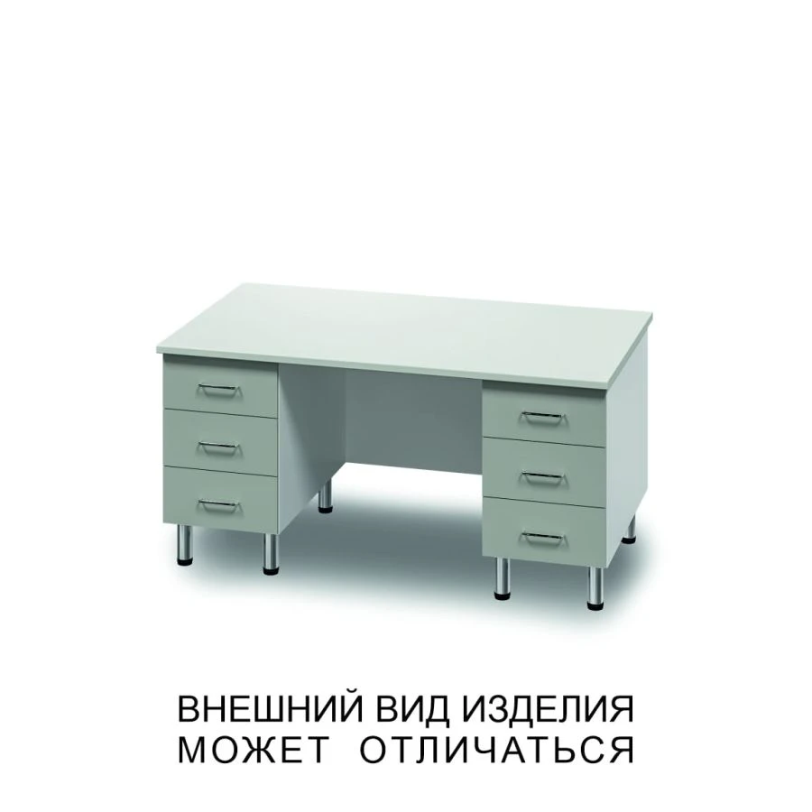 Two Pedestal Desk with Six Drawers and Screen