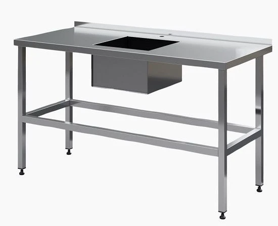 Vegetable Processing Table with Sink 1600x700x850 mm (AISI 430)