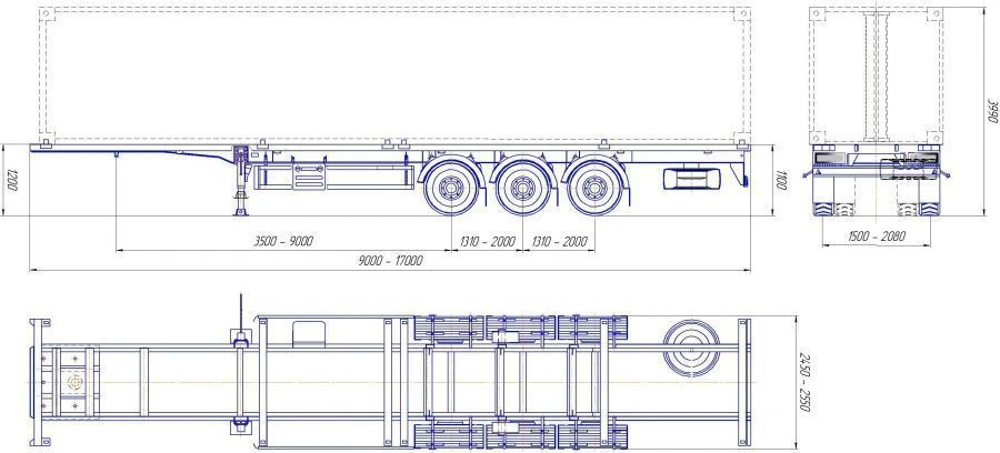 Container Transport Semi-Trailer PC-3, PR3 Type, Mod. 92293-0000010-05