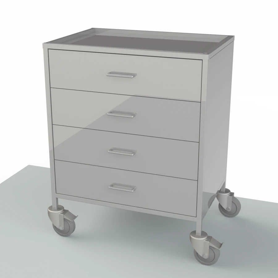 Stainless Steel Procedure Table with Drawers and Handle for Easy Mobility, Model SPP-4