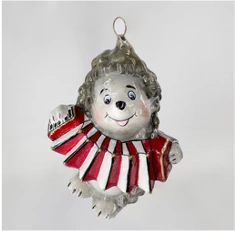Handcrafted Glass Christmas Ornament "Hedgehog with Accordion