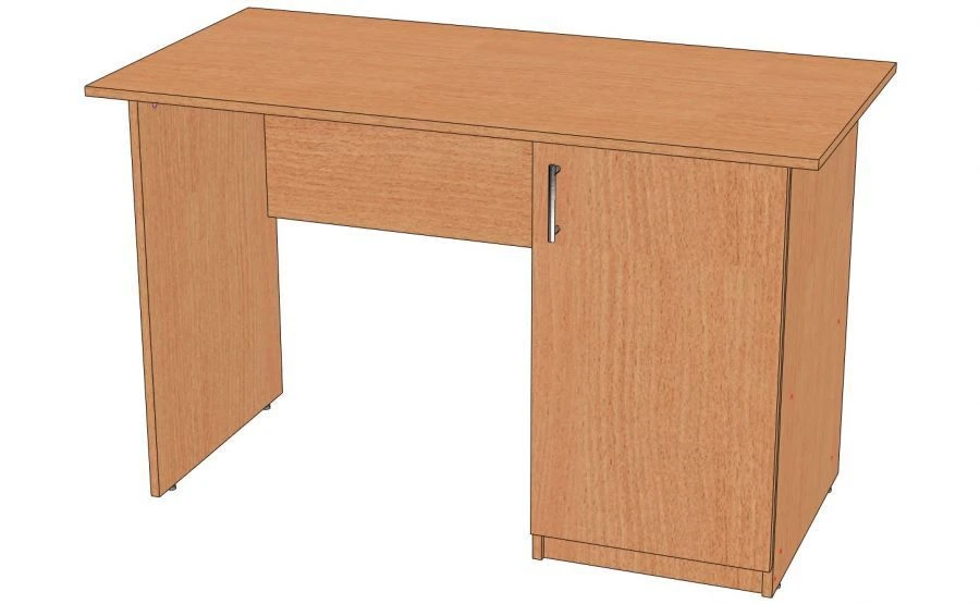 Rectangular Writing Desk with Side Supports and Cabinet - Model SP-2