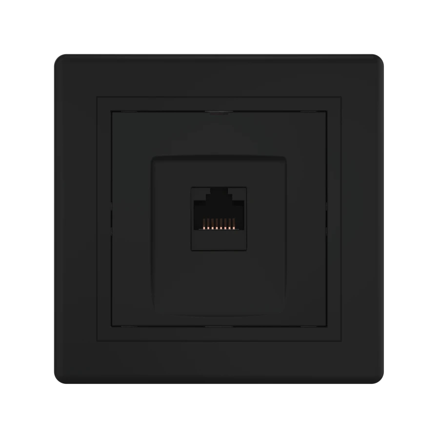 CADUCEUS ALING PRESTIGE Hidden Socket with Keystone RJ45 Module cat.6A UTP, Black (Soft Touch)