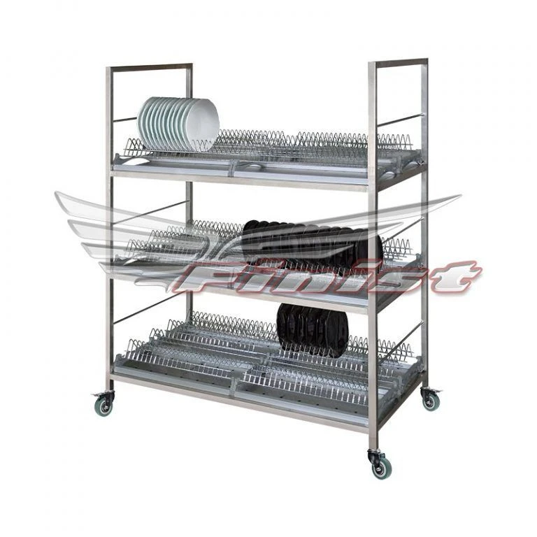 Mobile Stainless Steel Trolley for Transporting and Drying Dishes TTT